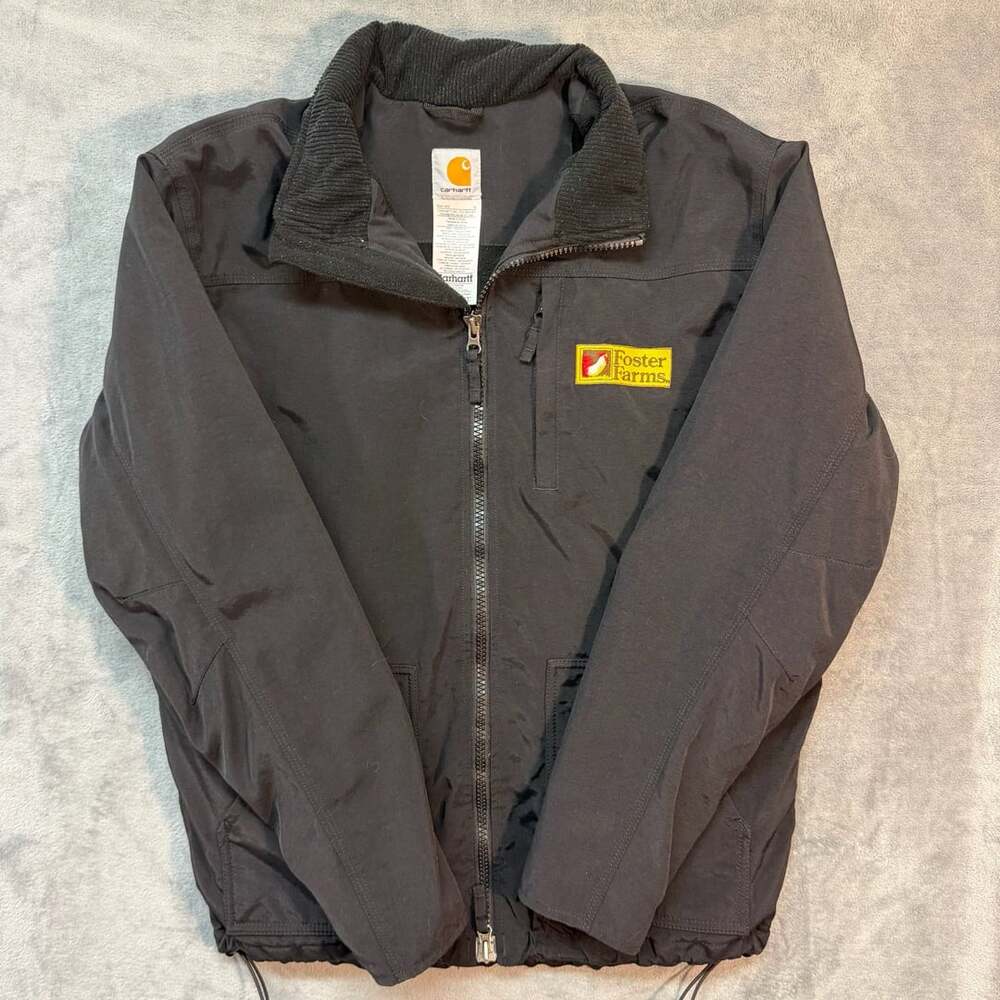 Carhartt Foster Farms Jacket Size Medium Black Full Zip Workwear